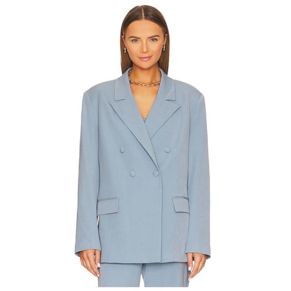 Revolve Weworewhat Double Breasted Blazer in Storm Blue